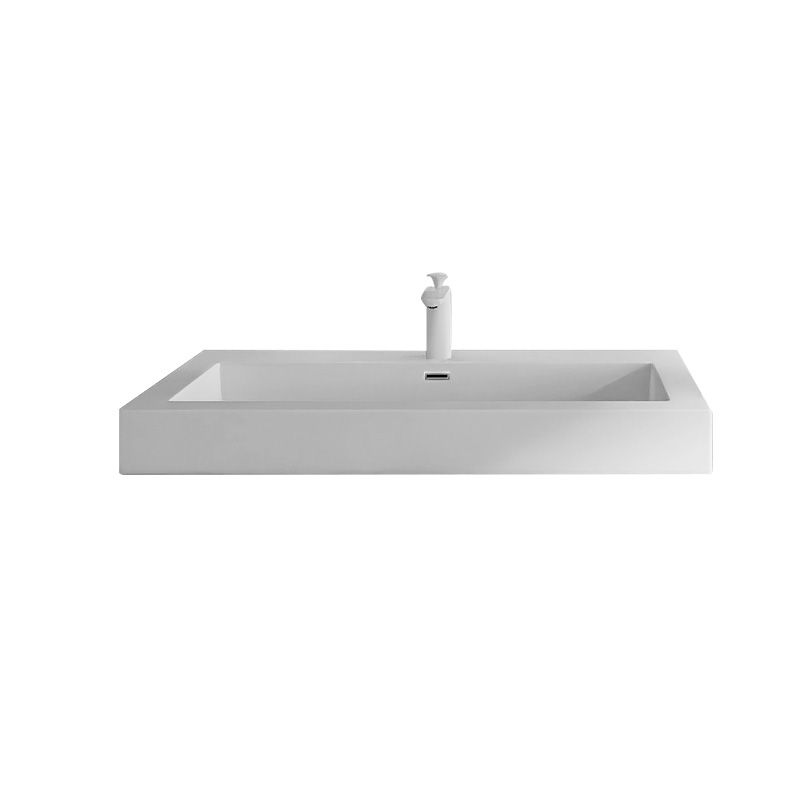 Modern Bathroom Sink Man Made Rock Rectangular Vessel Bathroom Sink with Pop-Up Drain