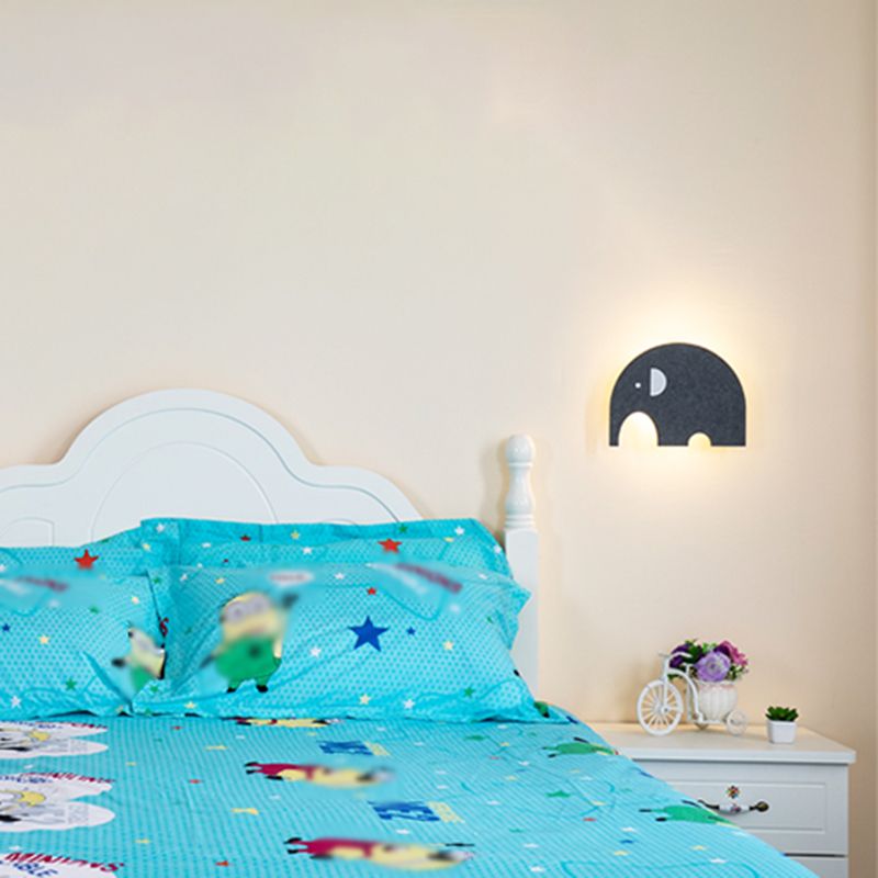 Cartoon Animal LED Sconce Lamp Polyester Children's Bedroom Wall Light Fixture