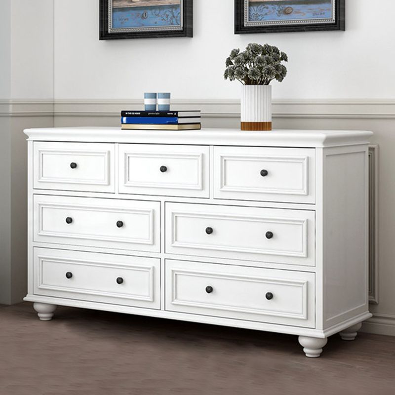 Modern Wood White Storage Chest with Soft-Close Drawers for Home