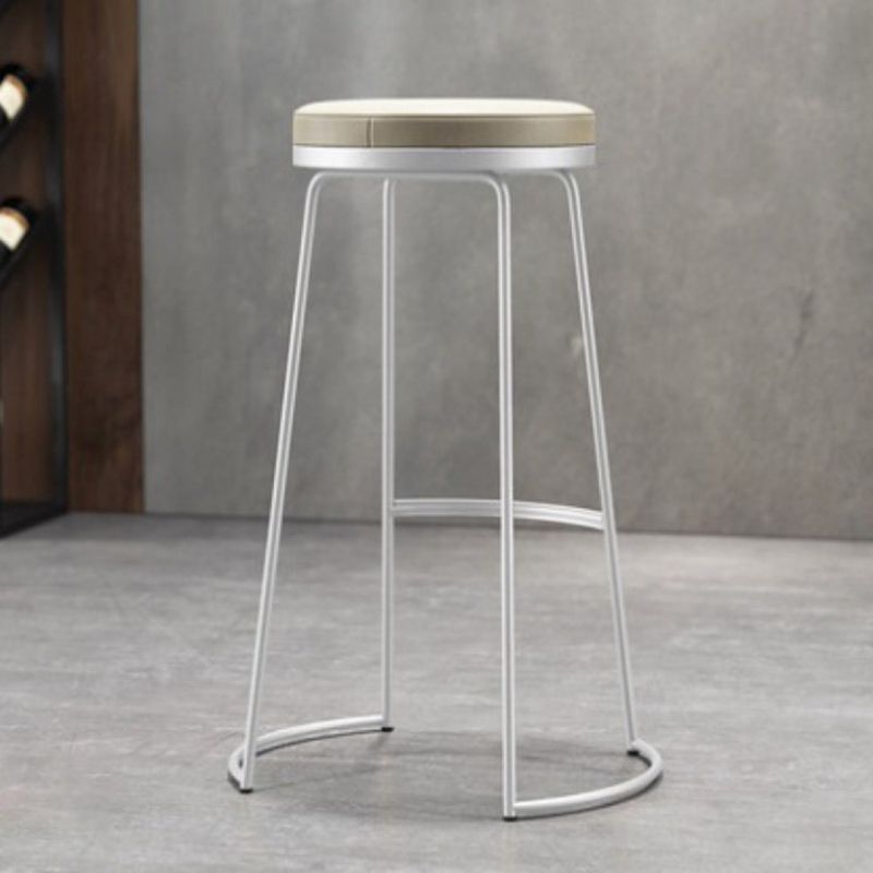 Taburete de bar de estilo nórdico, redondo, de piel sintética, con cojín, para bar, comedor, juego de 2