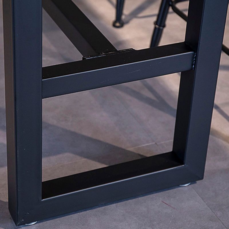 Industrial Style Rectangle Bar Table Solid Wood Bar Dining Table with Footrest