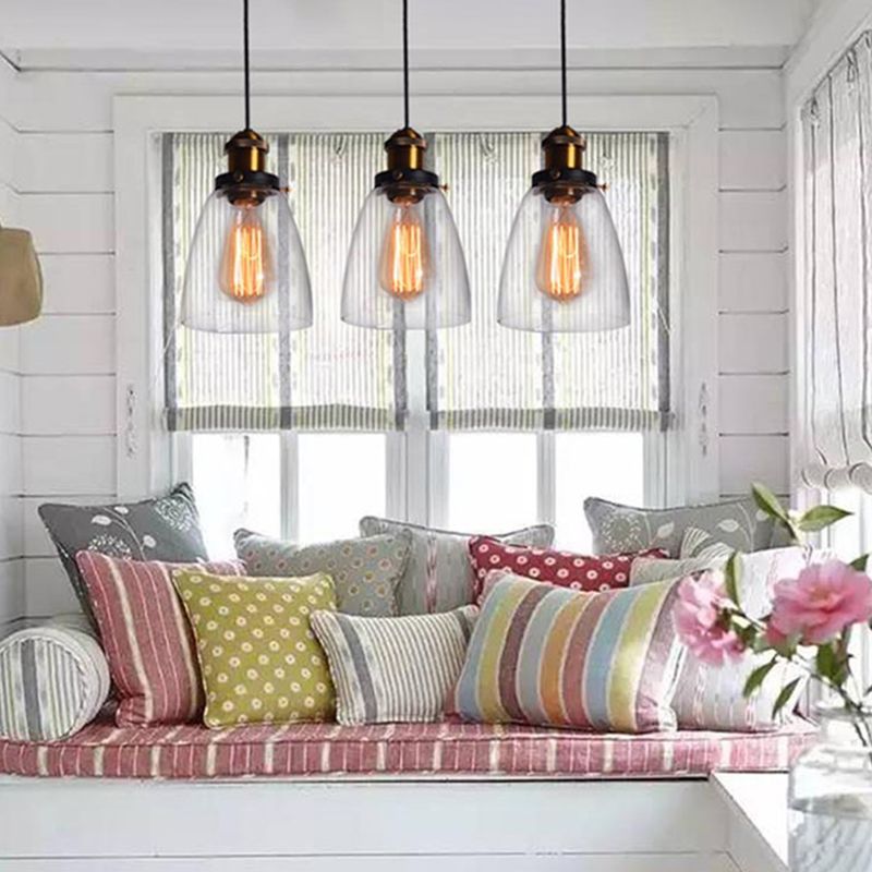 Vintage Industry Style Hanging Light Glass Shade Simplicity Single Bulb Pendant Light for Bedroom Dining Room