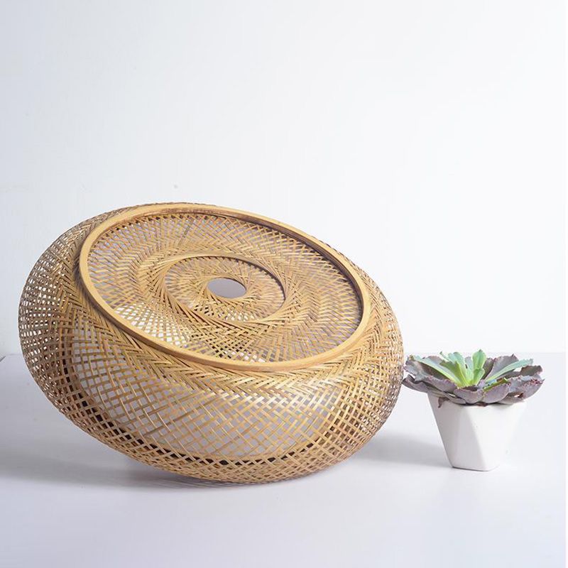 Soporte de techo de ratán de estilo de Asia de montaje de tambor curvo en madera natural