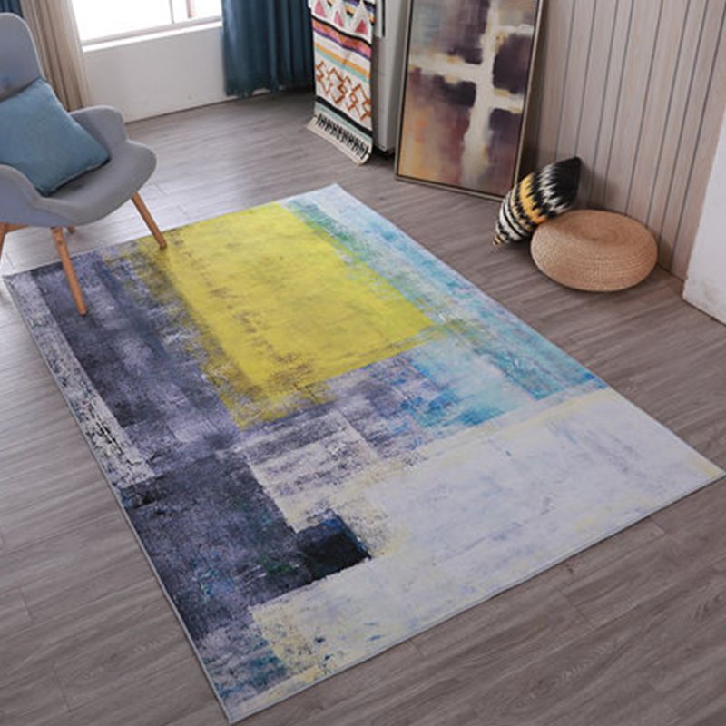 Modern Home Decor Rug Multi Color Abstract Print Area Carpet Synthetics Non-Slip Backing Pet Friendly Rug