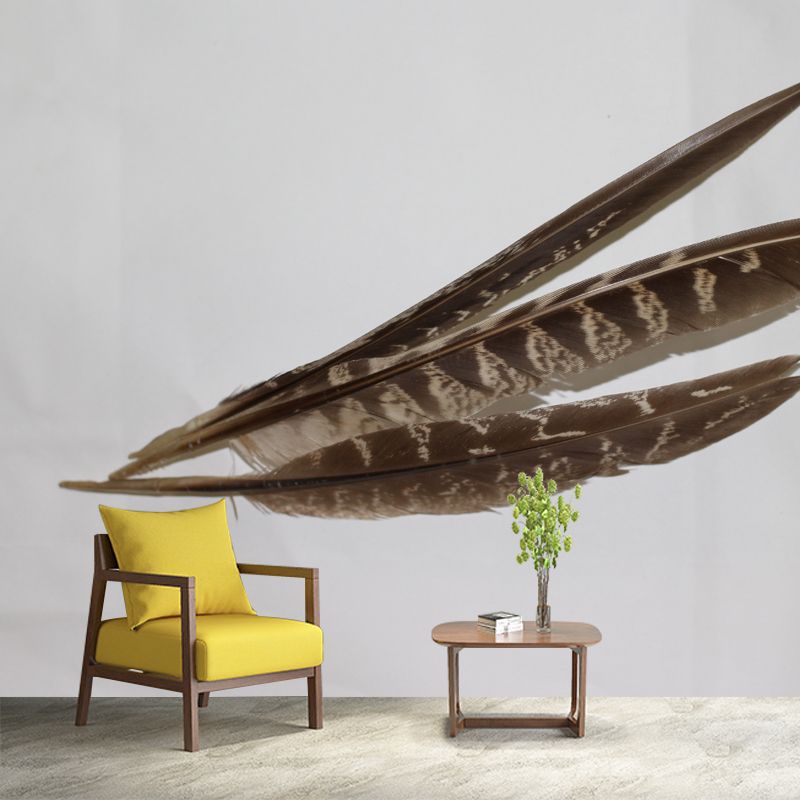 Light Color Feather Wall Mural for Bedroom Stain Resistant, Customized Size