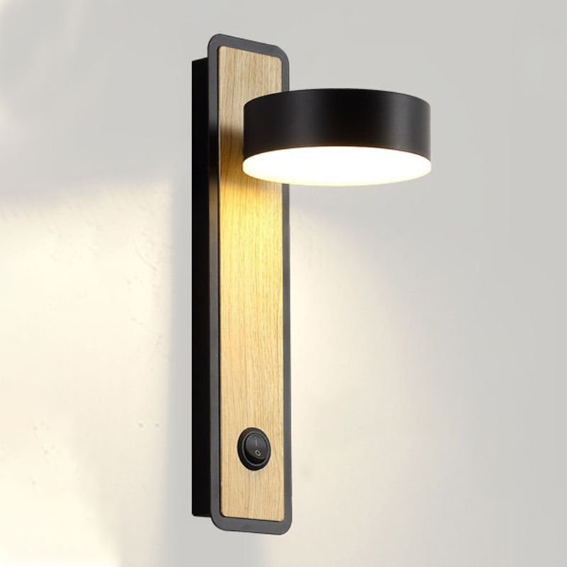 Geometric Shade 1-Light Wall Sconce Modern Style Wooden Wall Mount Light Fixture