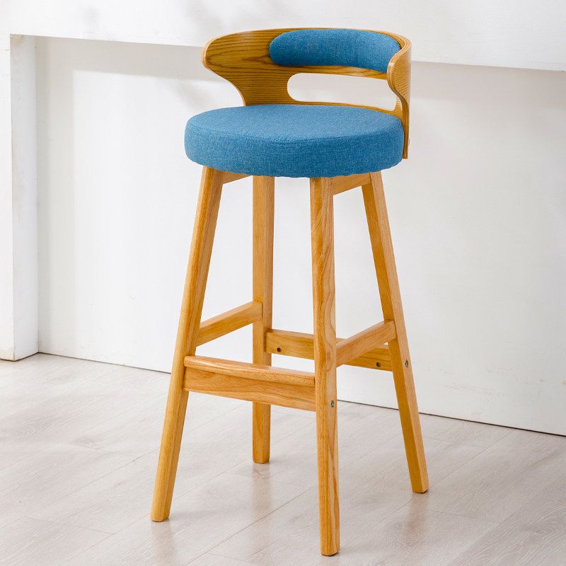 Contemporary Round Bar and Counter Stool Low Back Stool with 4 Legs