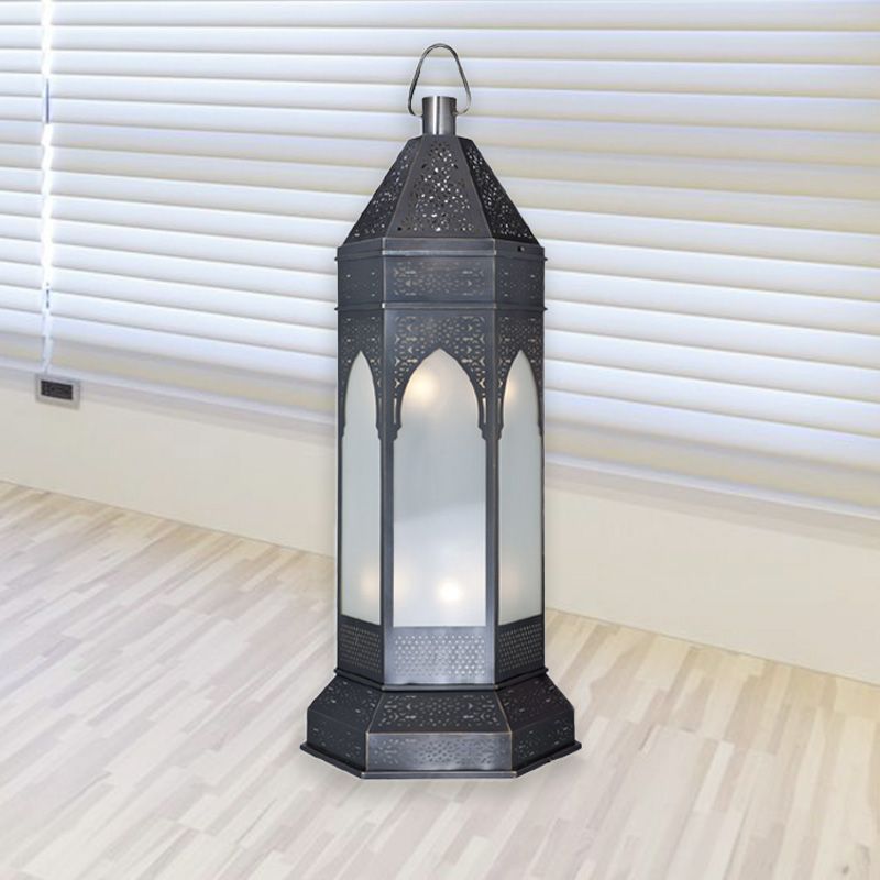 Tower de bureau Vintage Light 3 lumières lampe de nuit métallique en gris avec une teinte en verre d'opale