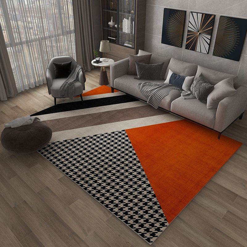 Modern Color-Blocking Geometric Rug Multicolor Polypropylene Rug Machine Washable Non-Slip Pet Friendly Area Rug for Room