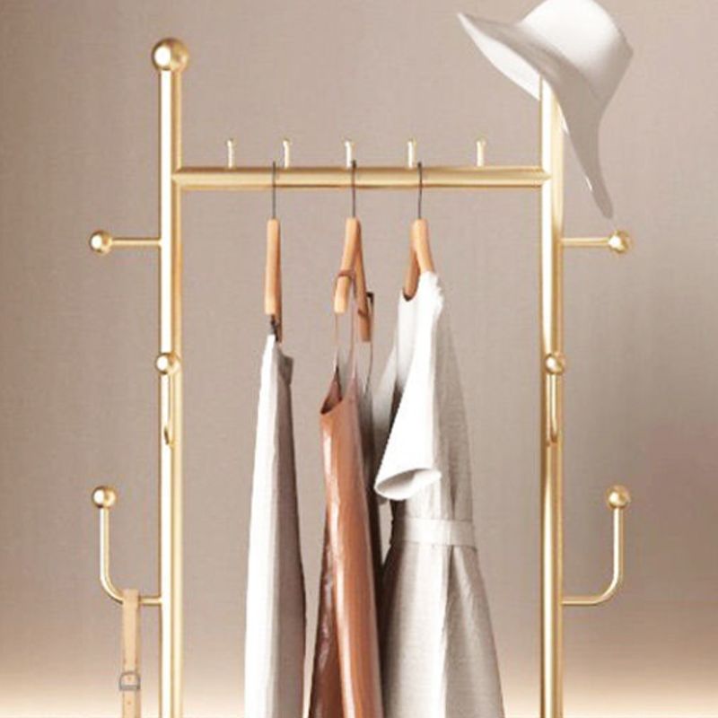 Glam Coat Rack Free Standing Coat Hook Storage Shelf Organizer Metal Hall Stand