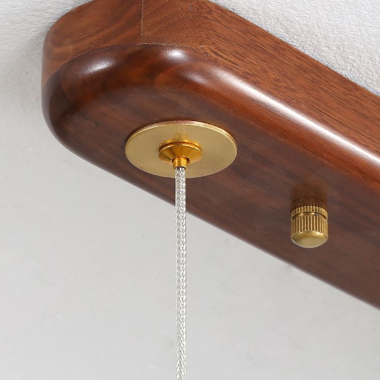 Modern Wood Chandelier Lamp 1-Light Linear LED Island Pendant for Study Room