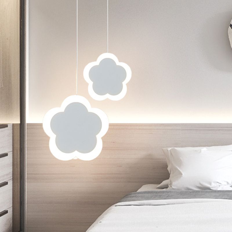 Fleur en acrylique pendentif lumière contemporain LED de suspension de plafond blanc en lumière chaude / blanche