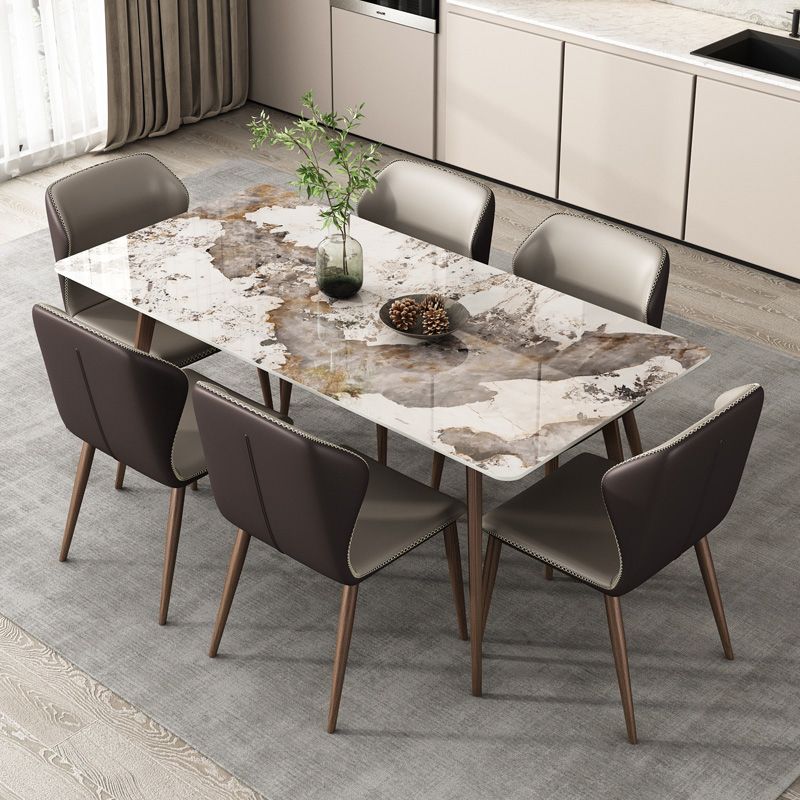 Rectangle Sintered Stone Dining Table Modern Style Dining Room Table