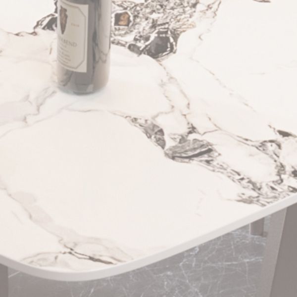 Modern Stone Rectangle Dining Table Metal Base for Dining Room