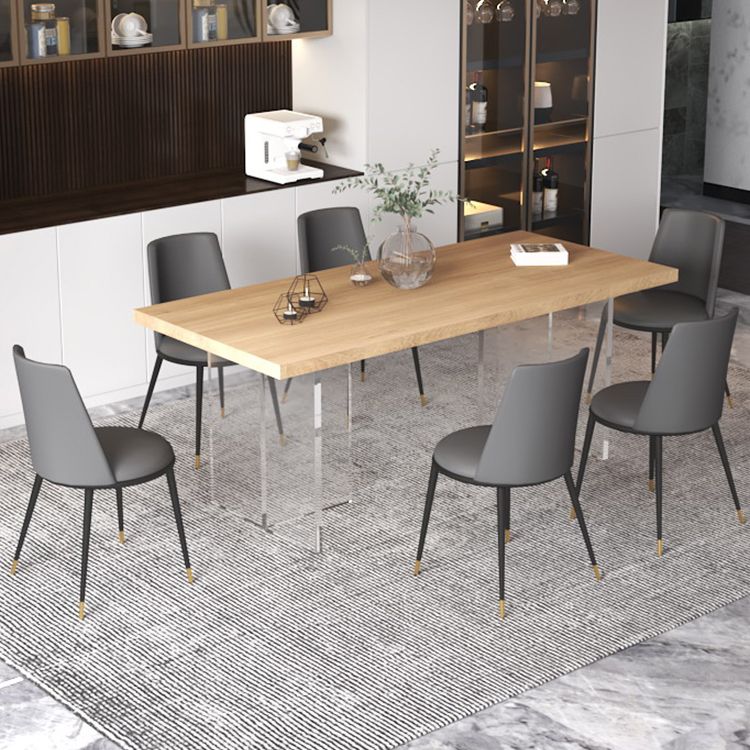 Modern Solid Wood Tabletop Dining Table for Small Space Acrylic Base