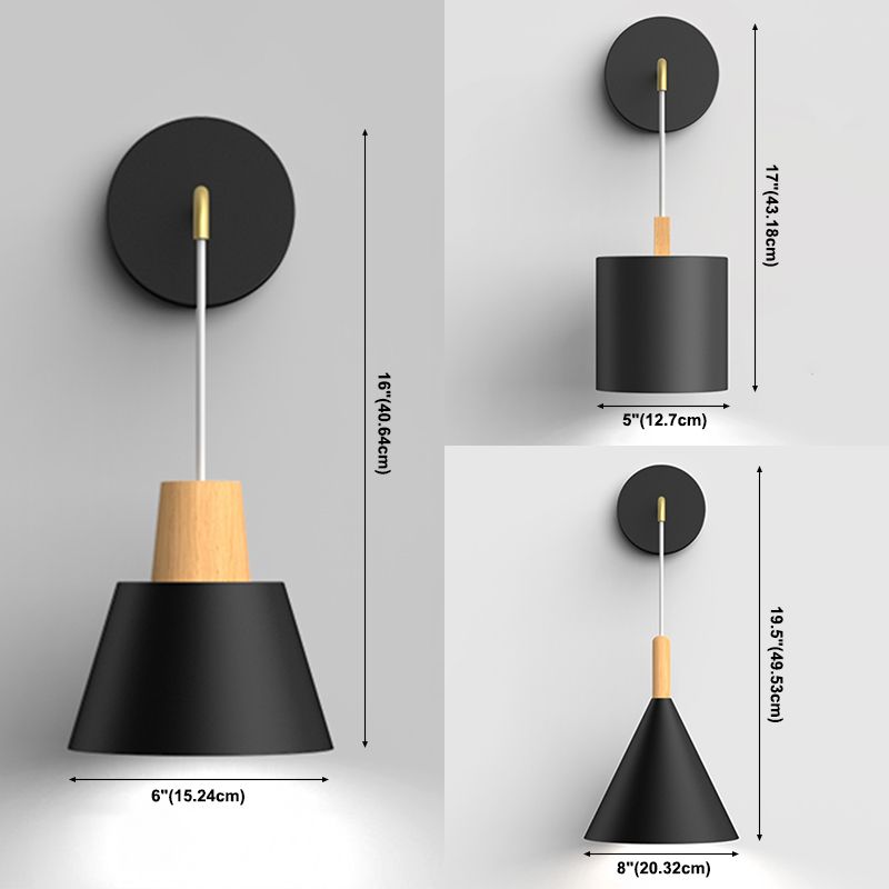 Geometric Shade Wall Hanging Lamp Macaron Style Iron 1 Bulb Bedroom Reading Wall Light