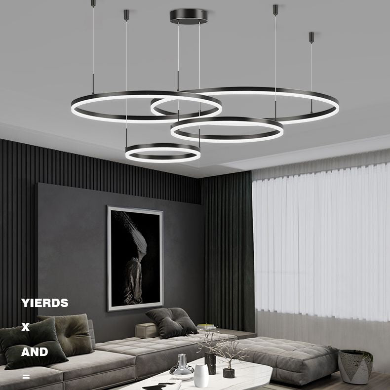 Modern Circle Hanging Pendant Lights Metal Chandelier Lamp