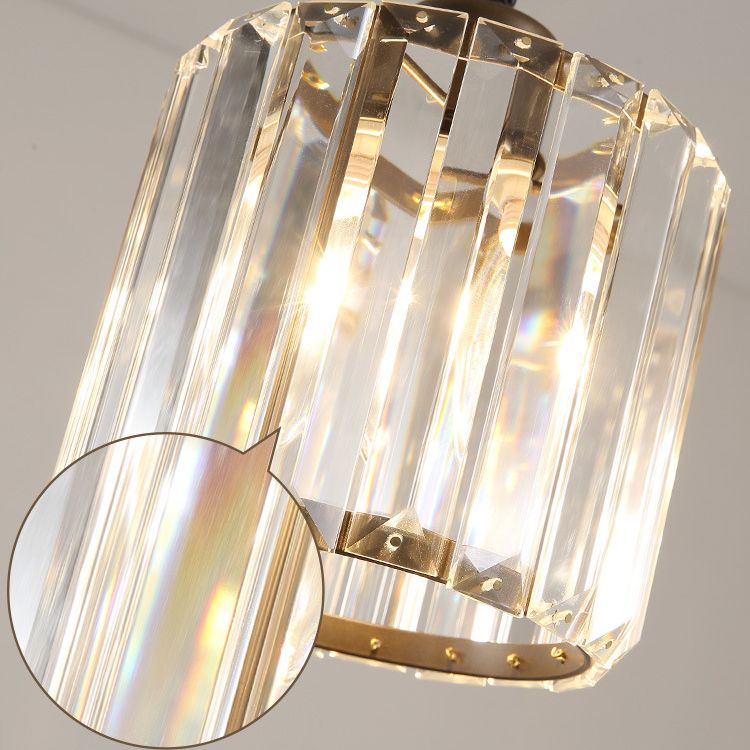 Luces colgantes colgantes de tambor de estilo minimalista moderno Luz de techo colgante de cristal para comedor