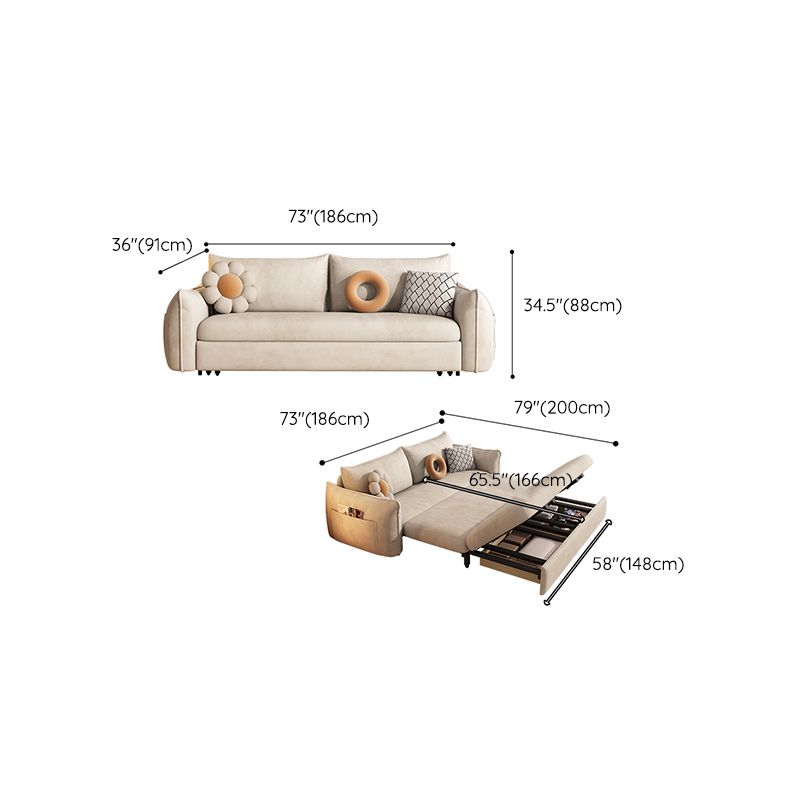 Scandinavian Styled Square Arm Sleeper Sofa Faux Leather Sofa Bed