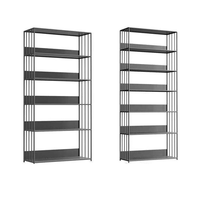 Open Metal Bookcase Modern Style Rectangular Shelve for Study Room