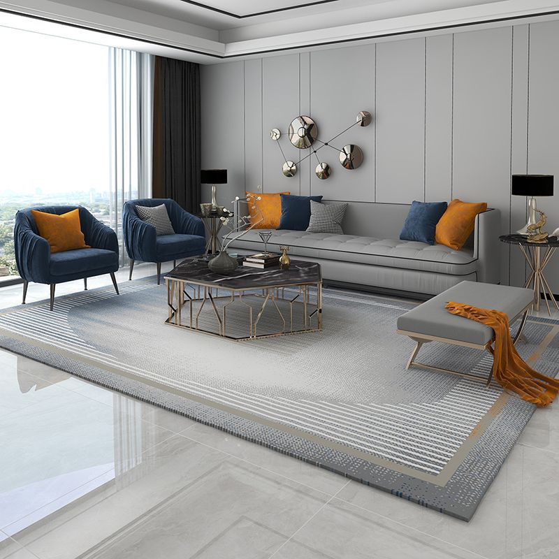 Light Grey Simple Rug Polyester Graphic Area Rug for Drawing Room