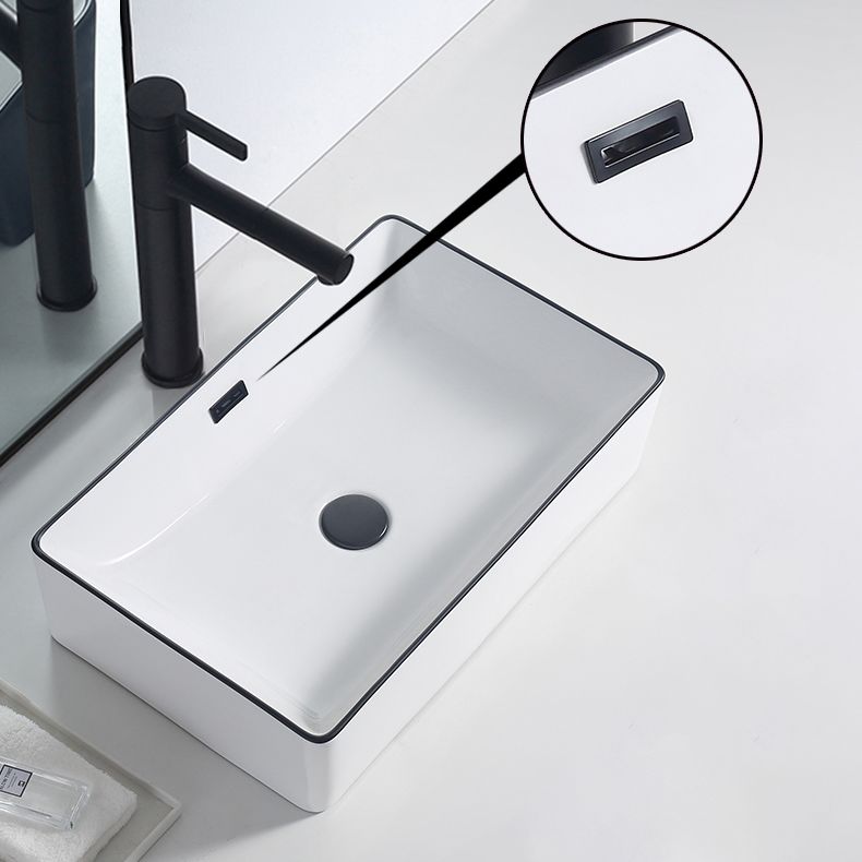 Modern Porcelain Trough Sink Rectangular Trough Bathroom Sink