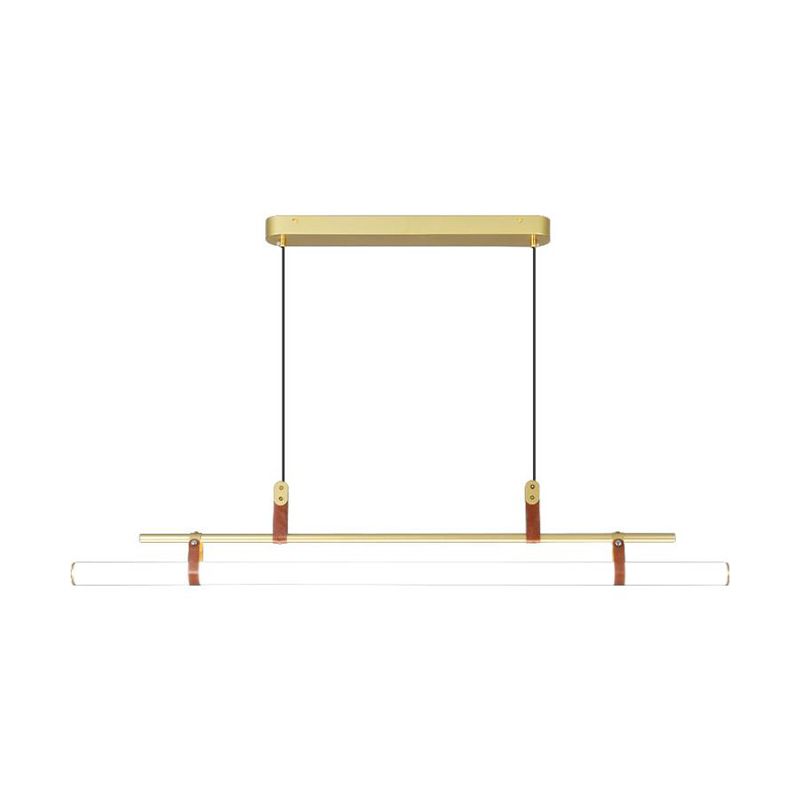 Modern Metal Island Lights Linear 1-Light Restaurant LED Hanging Lamp with Acrylic Shade