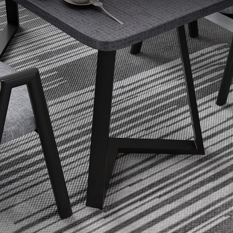 Metal Industrial Rectangle Dining Table Grey Wood Top Table with Sled Base