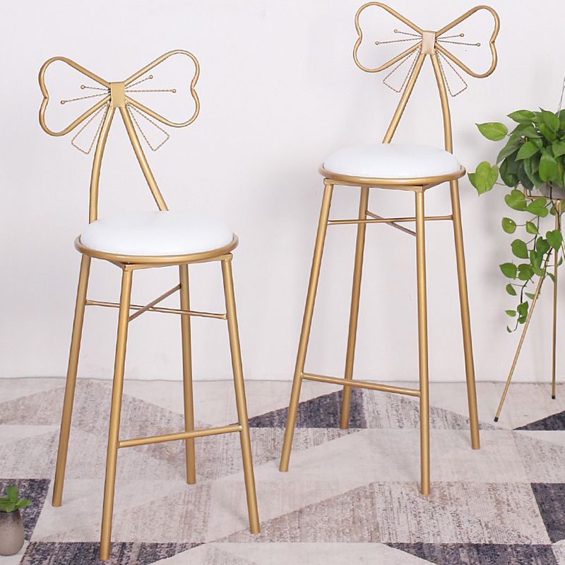 Indoor Upholstered Bar Stools Round Gold Base Scandinavian Counter Bar Stool