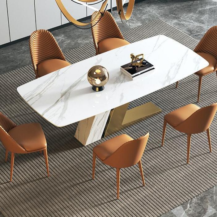 Modern Sintered Stone Top Dining Set Rectangle 1/4/5/7 Pieces Dinette Table Set