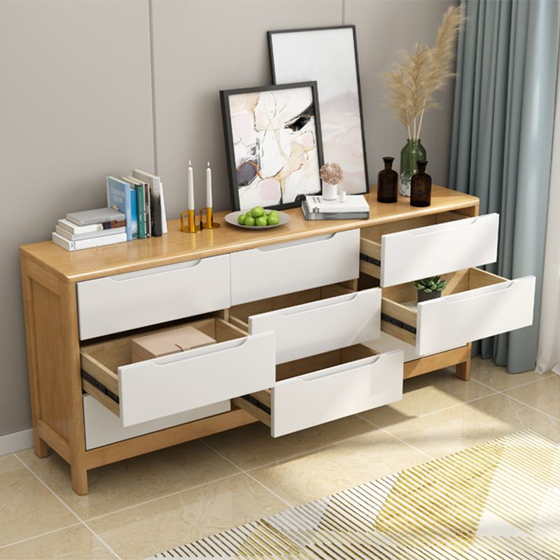 Mid-Century Modern Chest Squared Legs with Drawer Solid Wood Accent Chest