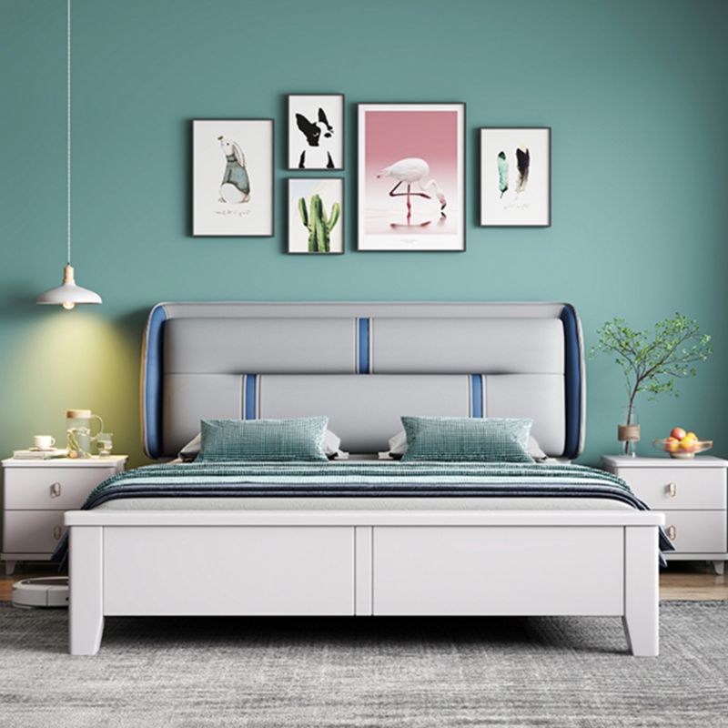 Contemporary Pine Wood Mattress Included with Headboard Rectangular Panel Standard Bed