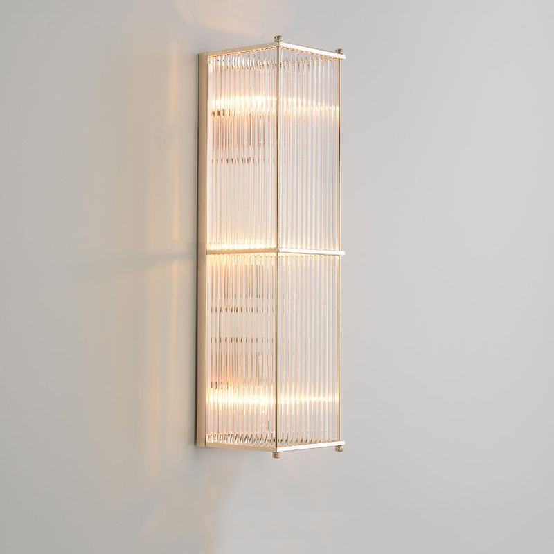 Crystal Gold Wall Light in Modern Concise Style Wrought Iron Rectangular Wall Sconce for Living Room