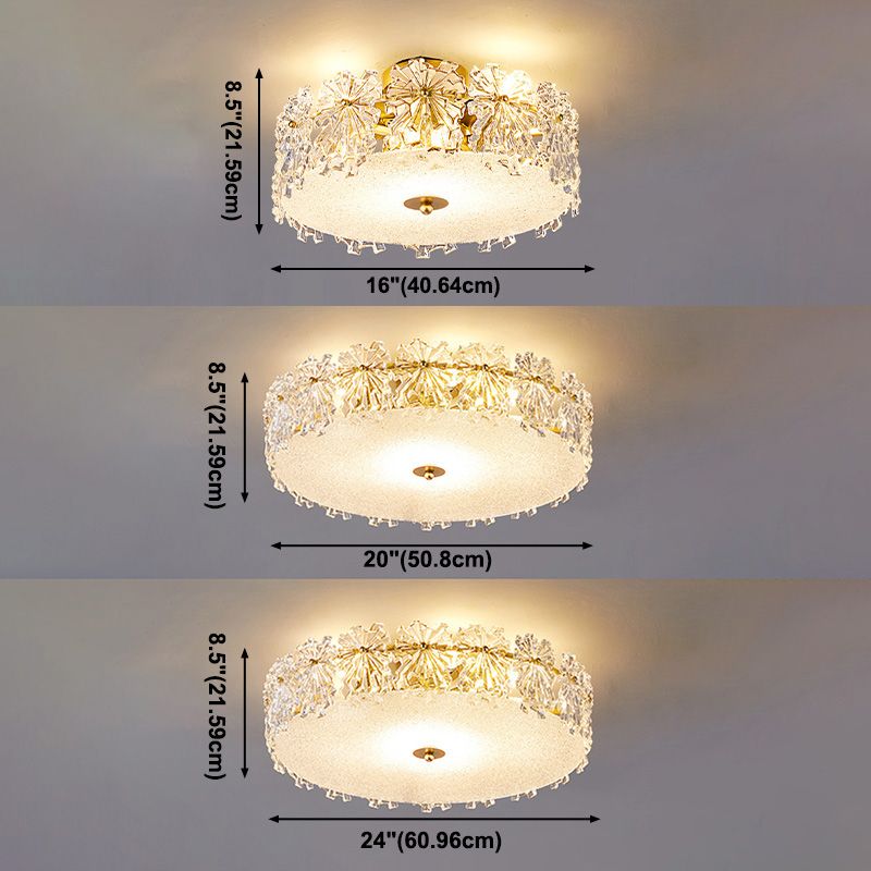 Contemporary Transparent Crystal Semi Flush Mount Ceiling Lighting Fixture for Dining Room