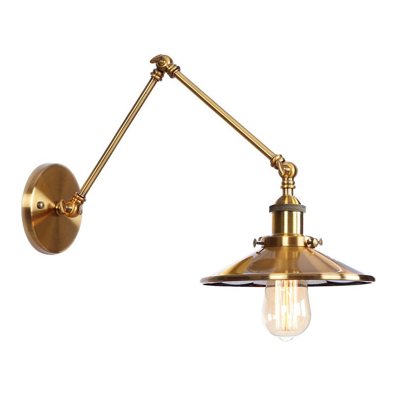 Armlänge Verstellbarer industrieller Stil Metall Wandlampe Untertasse Schatten Vintage Leuchte für Schlafzimmer