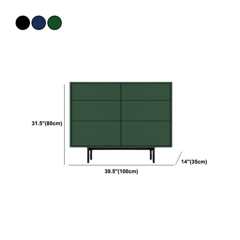 13.77" Wide Modern Accent Chest with 6 Drawers and 4 Straight Black Legs