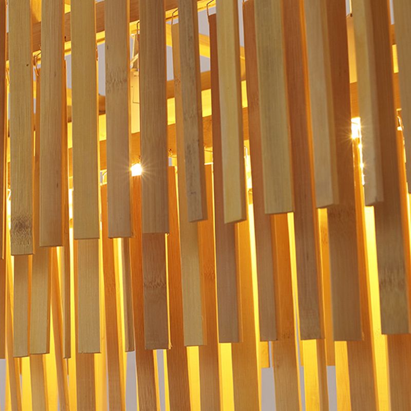 Minimalist Bamboo Pendant Lighting Fixture Dining Room Ceiling Chandelier