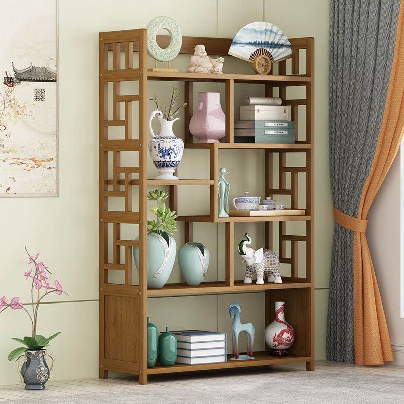 Modern Bamboo Floor Shelf Bookcase Open Book Shelf for Study Room