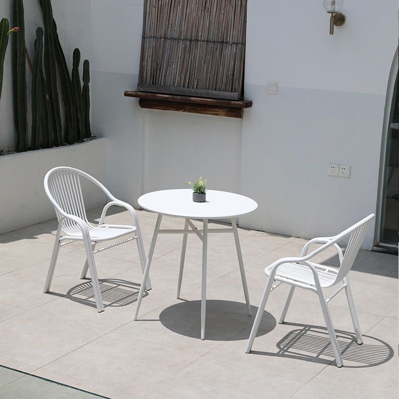 White Round Patio Dining Sets Boho 1/2/3/5/7 Pieces Dining Table Set