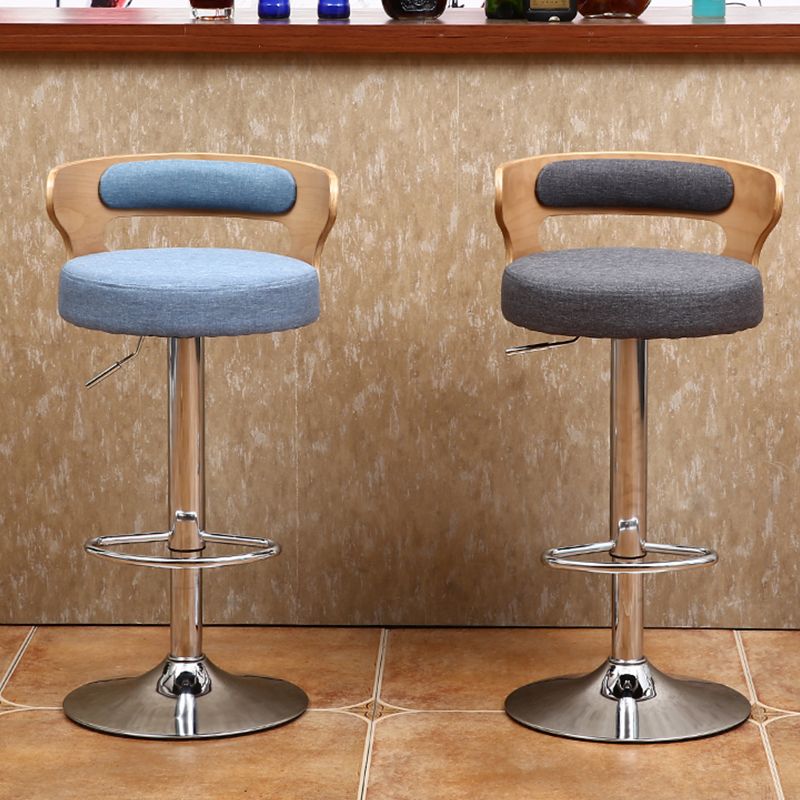 Modern Rotatable Backrest Counter Stool Steel Household Bar Stool with Cushion and Pedal