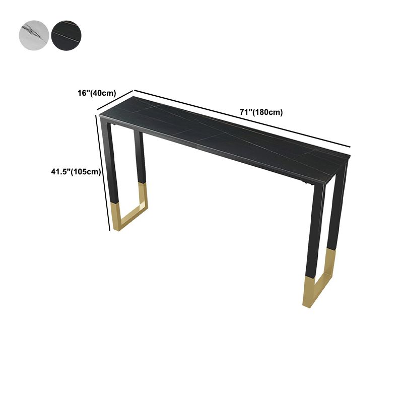 Glam Style Bar Table 42-inch Height Stone Top Bistro Table with Gold Pedestal