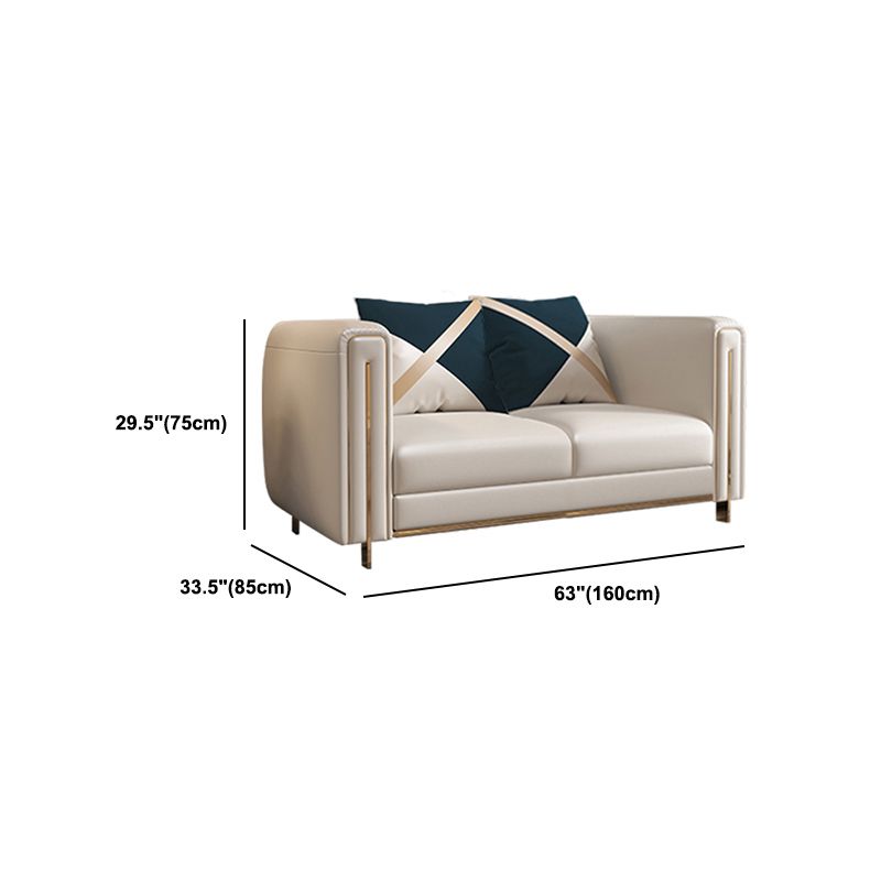 33.46" Wide Tuxedo Arm Sofa White Standard Sofa for Living Room