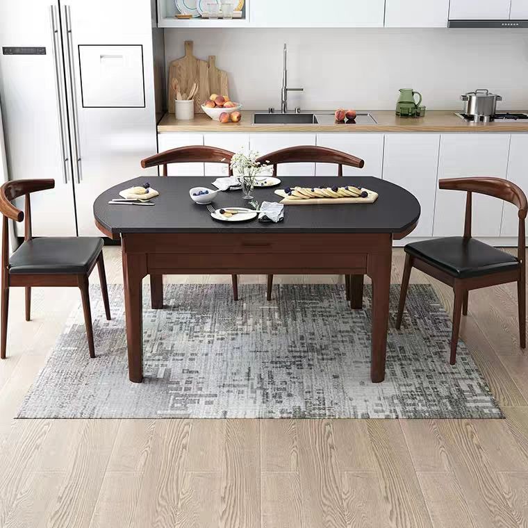 Modern Style Stone Dining Table Round 4 Legs Dining Site Table