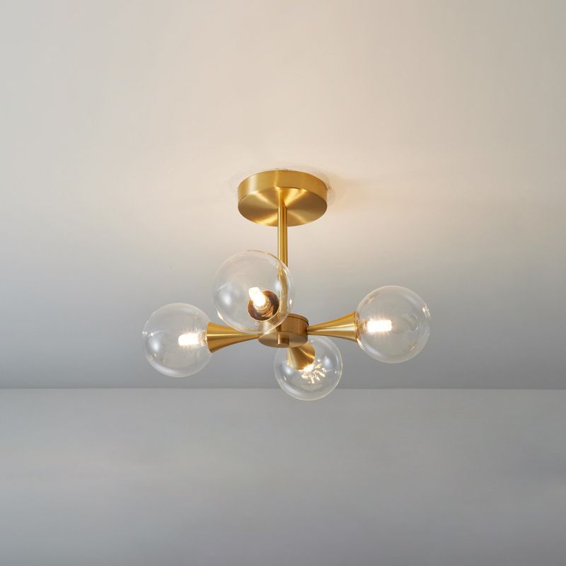 Opal Glass Globe Semi Flush Ceiling Lights Modern Style Multi Lights Semi Mount Lighting