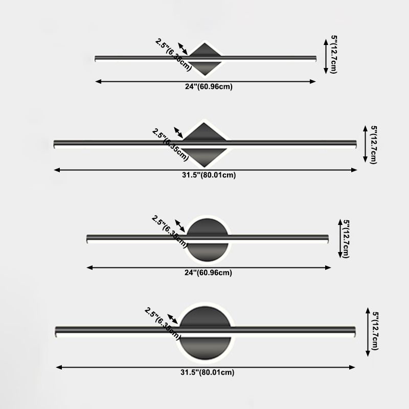 Linear Sconce Lights Modern Metal 2 Light Sconce Light Fixtures in Black Finish