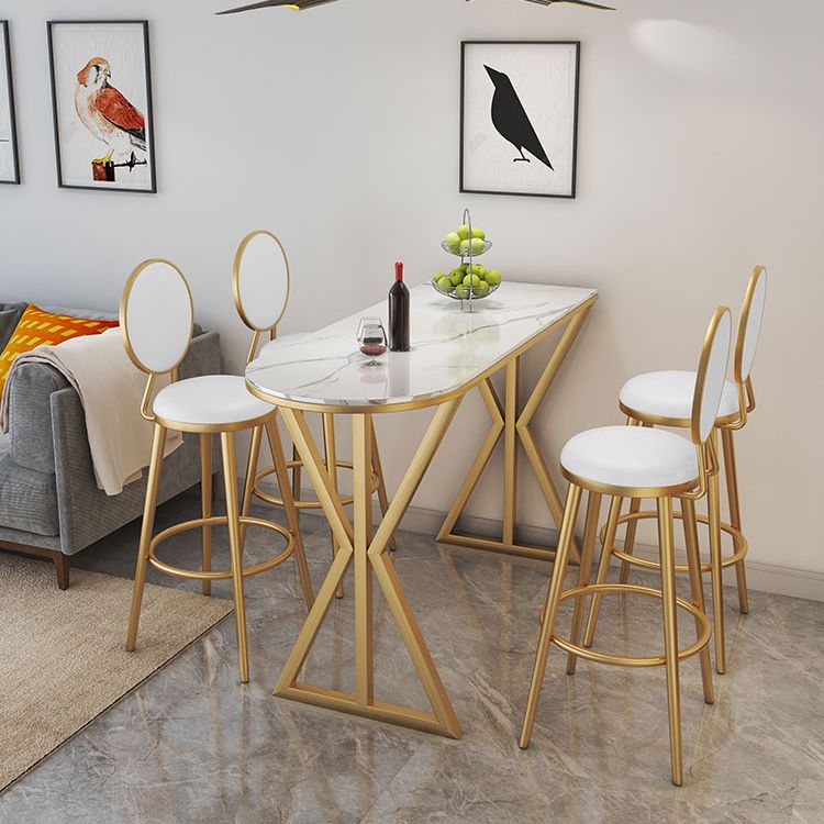 Glam 1/2/3/5 Pieces Sintered Stone Bar Table Set Fixed Table Counter Set for Dining Room