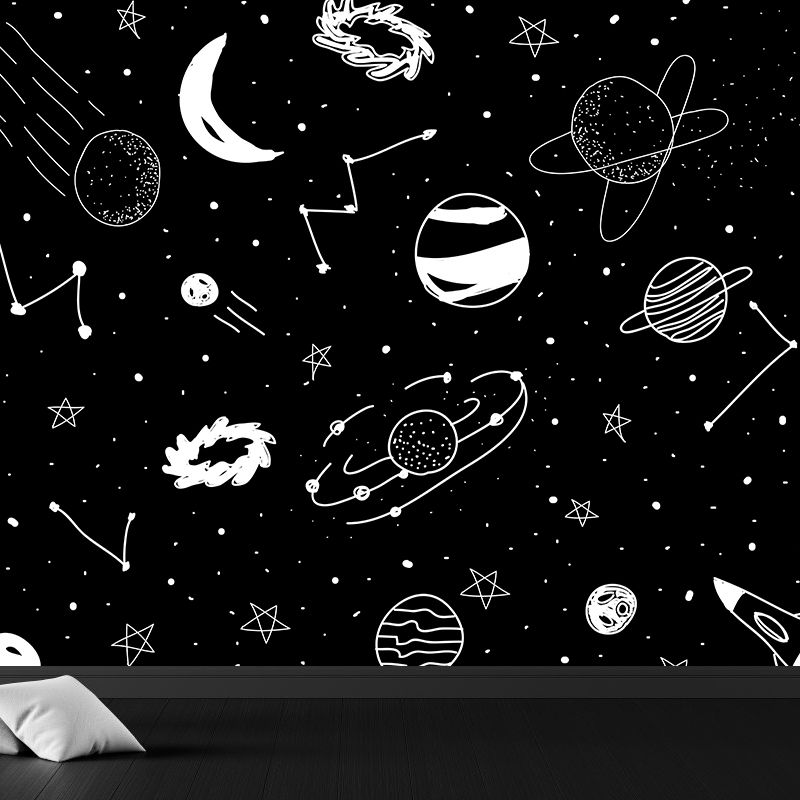 Autocollant Mural contemporain avec vue sur le ciel étoilé, décoration murale anti-taches de couleur foncée pour salle de bain
