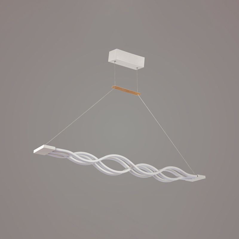 Modern Concise LED Island Light Lacquered Iron Linear Pendant Light with Acrylic Shade