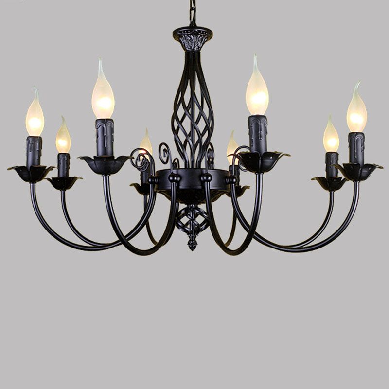 Classic American Minimalism Hanging Chandelier Light Metal Hanging Lamp Kit in Black Finish