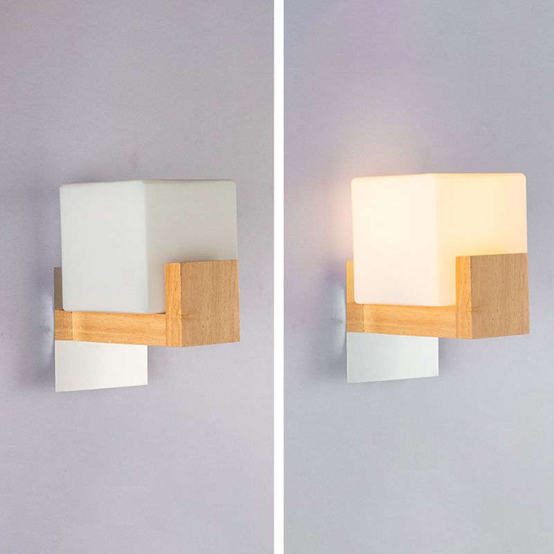 Modern de estilo simple de estilo geométrico Diconteo de madera de madera 1 apliques de luz en marrón